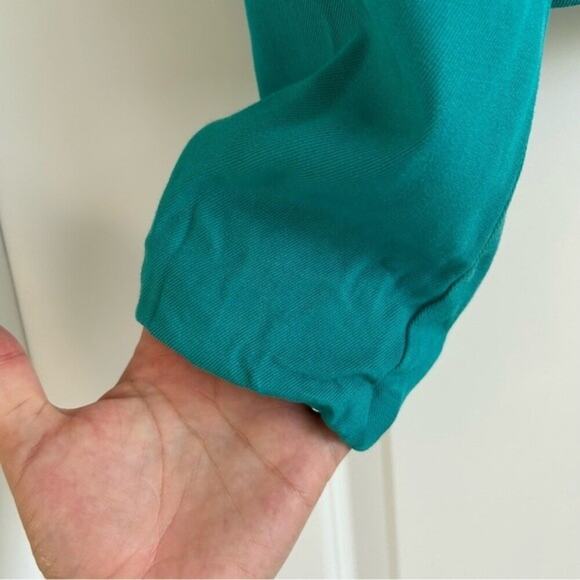 Vintage 1990s Cropped Jacket Shoulder Pads Western Teal Turquoise Dolly Parton M - Picture 6 of 11